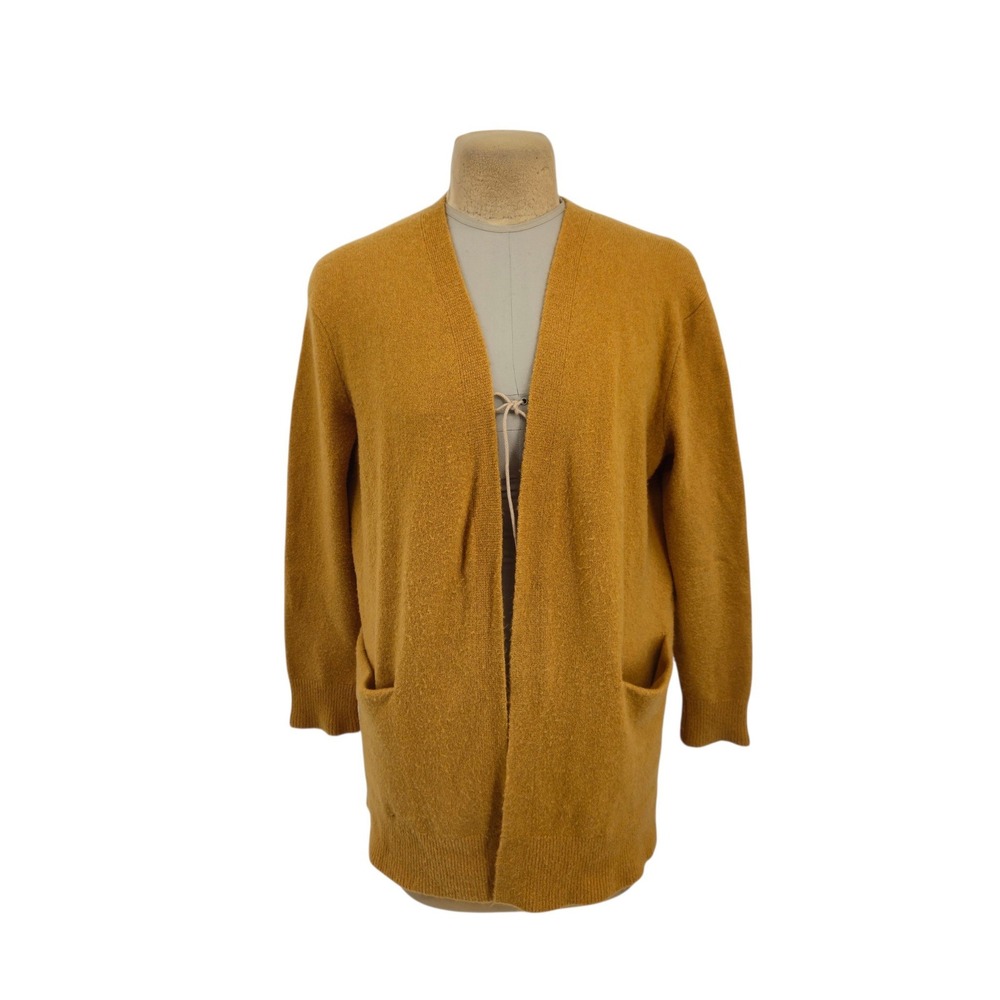 Madewell Cardigan Women Medium Mustard Yellow Merino Alpaca Blend Open Front